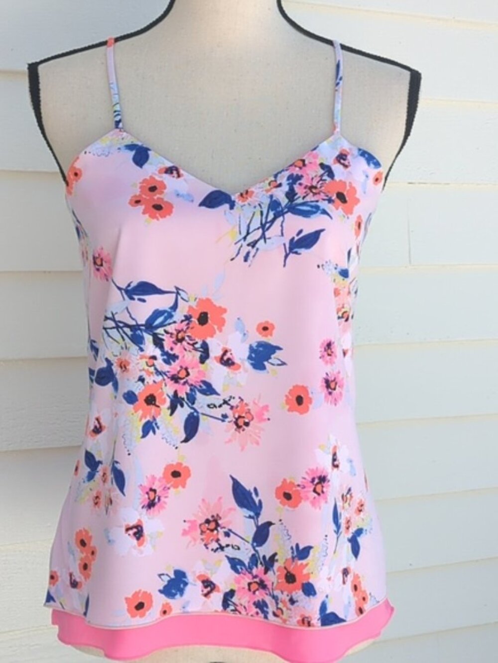 Candies Reversible Floral and Pink Racerback Thin Strap Tank Top